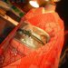 ●朱色の綸子地本絞り大振袖。昔着物コーディネート(596)●