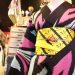 ●サイケデリックな御召銘仙単衣に半幅帯。アンティーク着物コーディネート(1097）●
